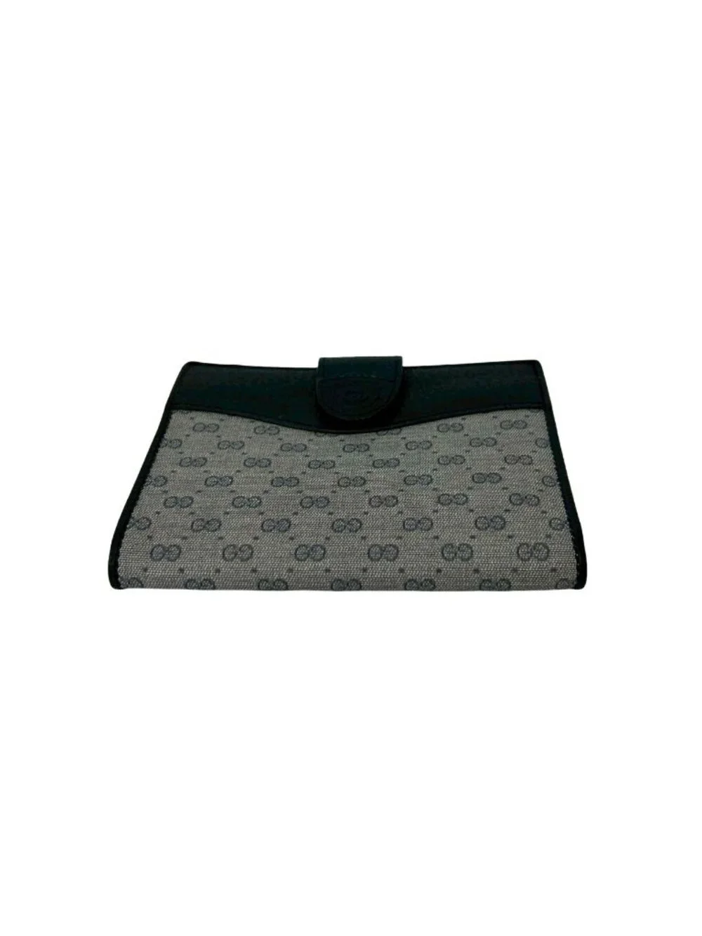 Gucci Vintage Micro GG Logo Leather Kiss Lock Bifold Wallet Navy - Picture 6 of 10